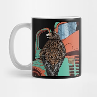 The Hawk and the rusted vintage car Mug